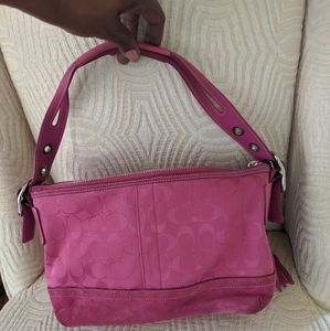 Pink Leather and Suede Authentic Hand bag Coach